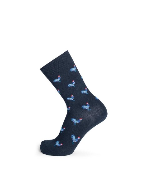 Nos chaussettes "Les Coqs", coloris marine - Maison Broussaud