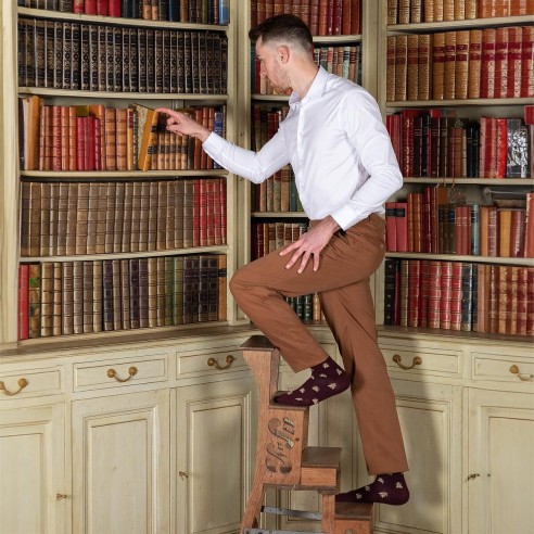 Chaussettes homme bordeaux Les Abeilles d'Or - Collection Napoléon
