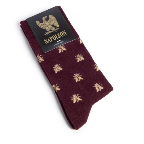 Chaussettes homme bordeaux Les Abeilles d'Or - Collection Napoléon