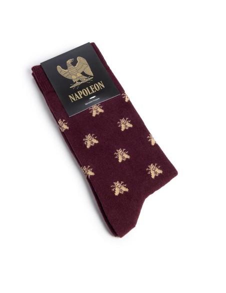 Chaussettes homme bordeaux Les Abeilles d'Or - Collection Napoléon