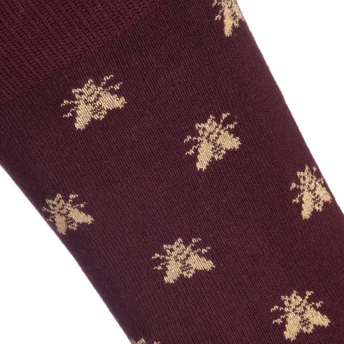 Chaussettes homme bordeaux Les Abeilles d'Or - Collection Napoléon