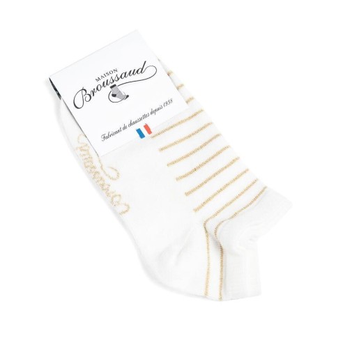 Nos chaussettes "Les rayées" blanc/or - Maison Broussaud