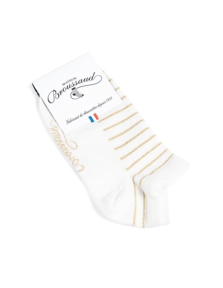 Nos chaussettes "Les rayées" blanc/or - Maison Broussaud