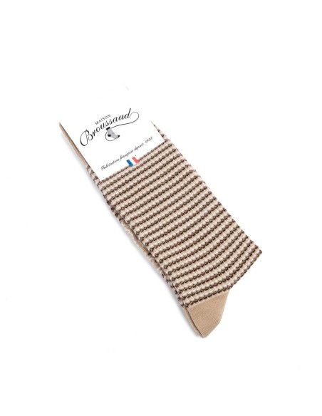 Chaussettes "Les Mailles Fantaisies" couleur beige - Maison Broussaud