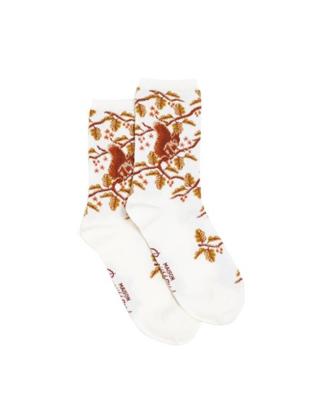 Nos chaussettes femme "Les Ecureuils" écru - Maison Broussaud