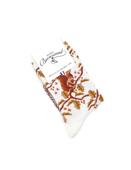 Nos chaussettes femme "Les Ecureuils" écru - Maison Broussaud