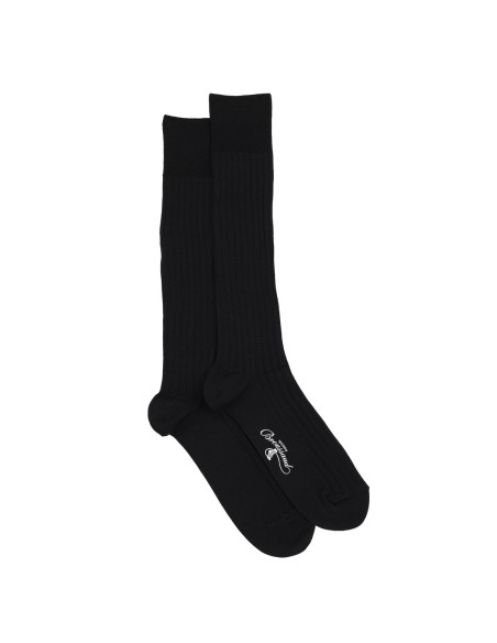 La fil d'Ecosse - chaussettes homme - coton mercerisé noir - Maison Broussaud