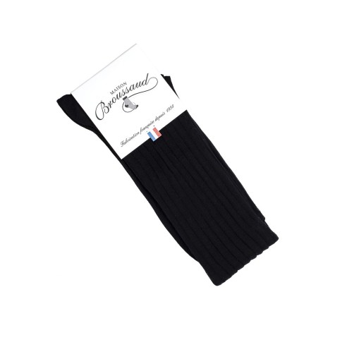 La fil d'Ecosse - chaussettes homme - coton mercerisé noir - Maison Broussaud