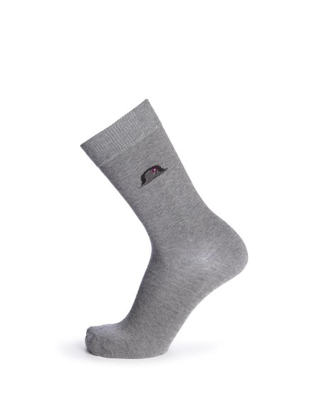 Chaussettes grises en coton Napoléon motif le bicorne