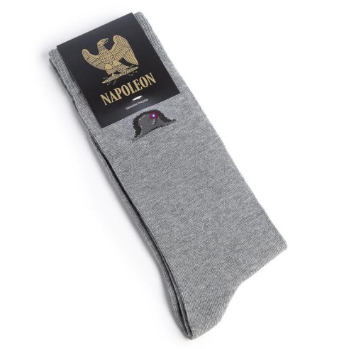 Chaussettes grises en coton Napoléon motif le bicorne