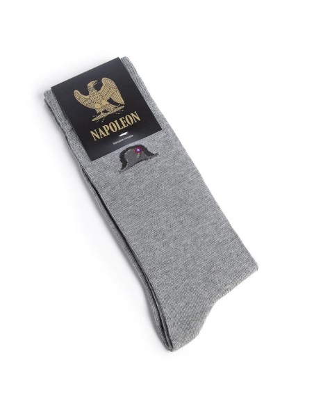 Chaussettes grises en coton Napoléon motif le bicorne