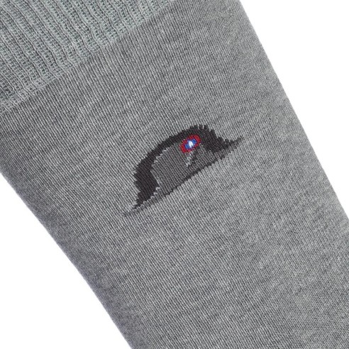 Chaussettes grises en coton Napoléon motif le bicorne