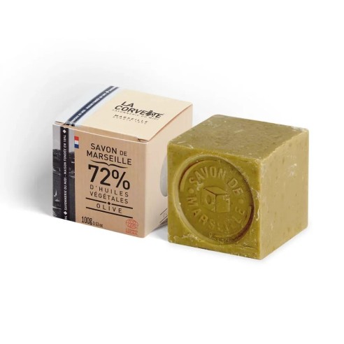 Cube de Savon de Marseille OLIVE – 100g – En boite – COSMOS NATURAL