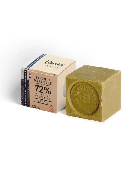 Cube de Savon de Marseille OLIVE – 100g – En boite – COSMOS NATURAL