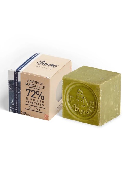 Cube de Savon de Marseille OLIVE – 200g – En boite – COSMOS NATURAL