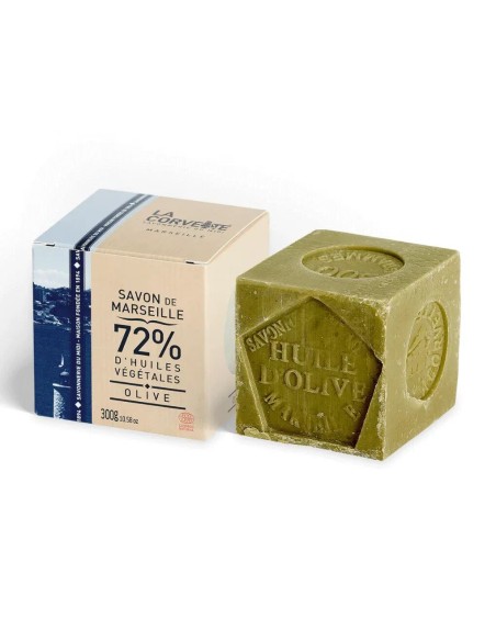 Cube de Savon de Marseille OLIVE – 300g – En boite – COSMOS NATURAL