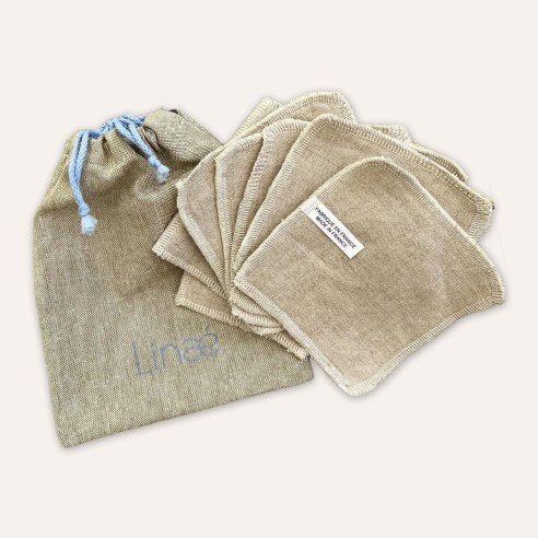 Carrés démaquillants lavables biface - Lin BIO & bambou