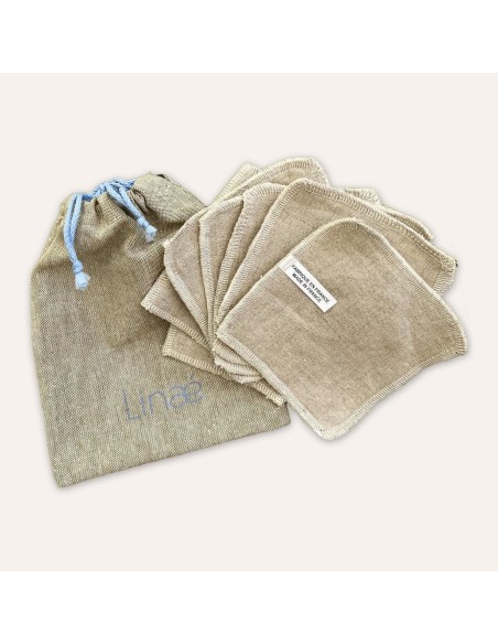 Carrés démaquillants lavables biface - Lin BIO & bambou