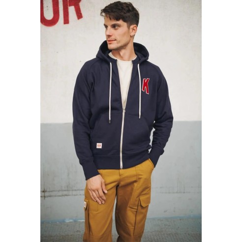 Sweat à Capuche Bleu Marine Broderie