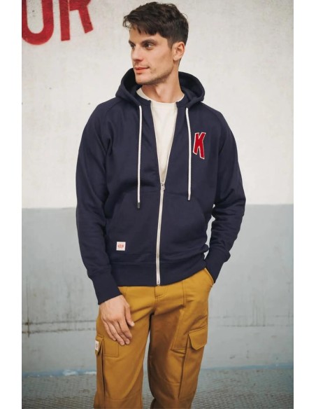 Sweat à Capuche Bleu Marine Broderie