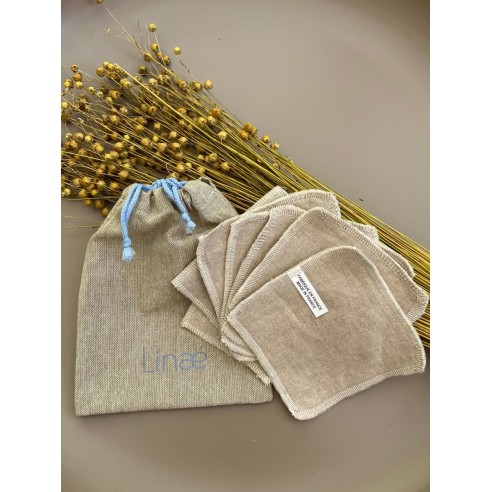 Carrés démaquillants lavables biface - Lin BIO & bambou