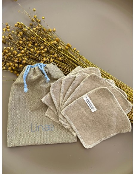 Carrés démaquillants lavables biface - Lin BIO & bambou