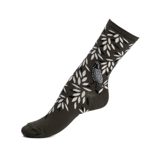 Nos chaussettes femme "Oiseau" kaki - Maison Broussaud