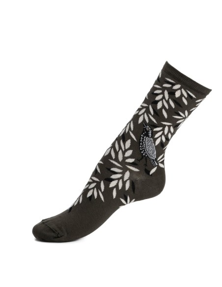Nos chaussettes femme "Oiseau" kaki - Maison Broussaud