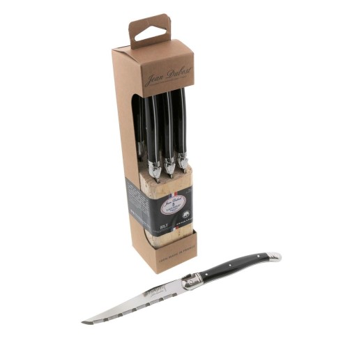 Bloc 6 couteaux steak Jean Dubost Laguiole collection Brut, noir