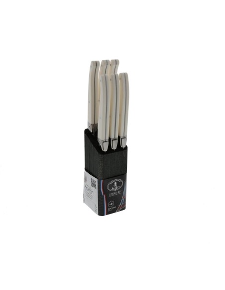 Bloc 6 couteaux Jean Dubost Laguiole Stand'up blanc, made in France