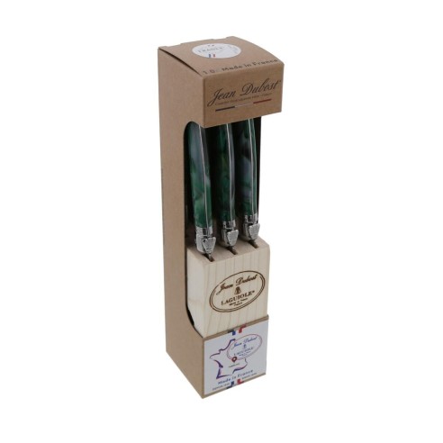 Bloc 6 couteaux Jean Dubost Laguiole vert malachite