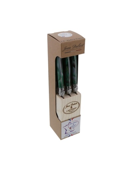 Bloc 6 couteaux Jean Dubost Laguiole vert malachite