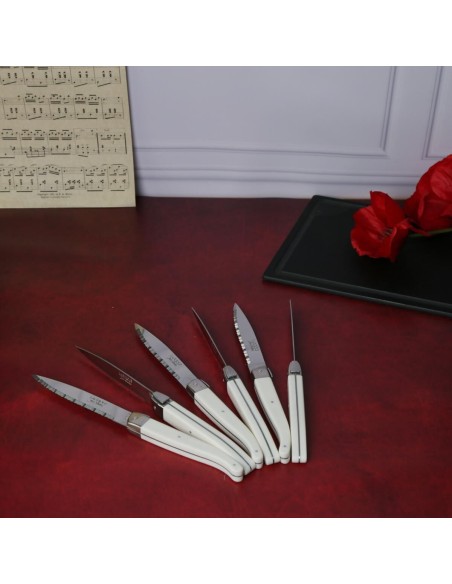 Couteaux Jean Dubost Laguiole stand'up blancs, origine France garantie