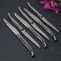 Coffret 6 couteaux Jean Dubost Laguiole tout inox décor Damas 2