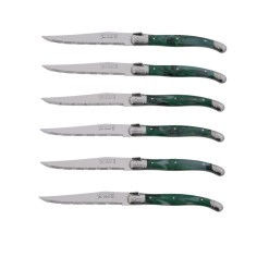 Bloc 6 couteaux Jean Dubost Laguiole vert malachite 2