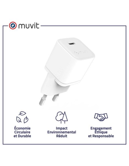 CHARGEUR SECTEUR UNIVERSEL - GAN 30W USB-C BIOSOURCE BLANC