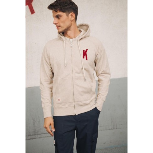 Sweat à Capuche Amande Broderie