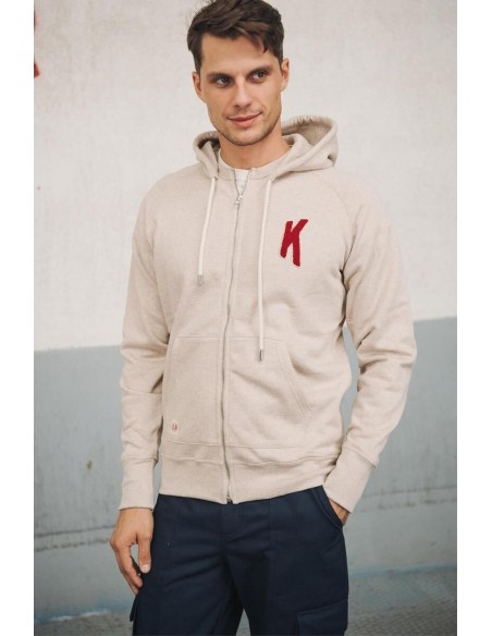Sweat à Capuche Amande Broderie