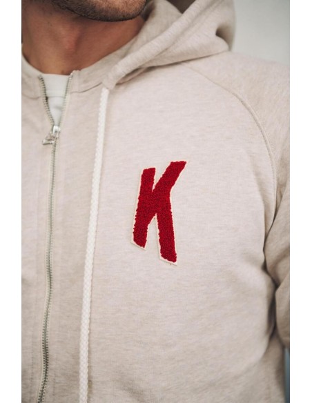 Sweat à Capuche Amande Broderie