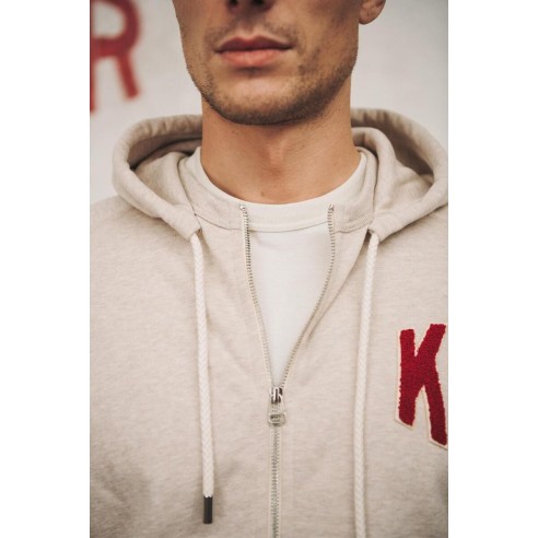 Sweat à Capuche Amande Broderie
