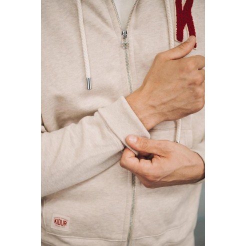 Sweat à Capuche Amande Broderie