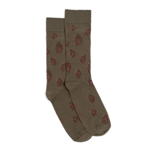 Nos chaussettes homme "Les Pommes de pin" kaki - Maison Broussaud
