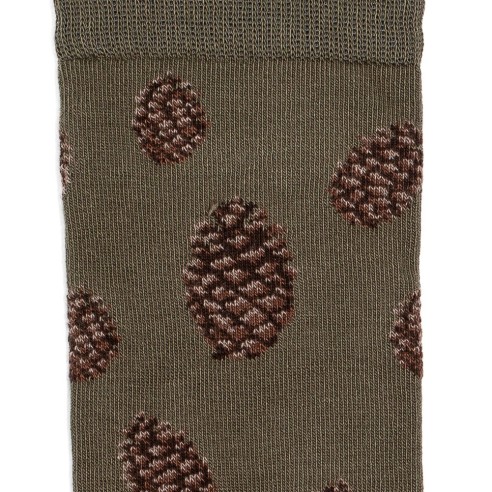 Nos chaussettes homme "Les Pommes de pin" kaki - Maison Broussaud