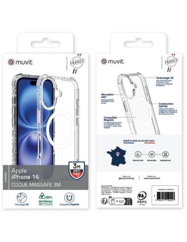 COQUE TRANSPARENTE MAGSAFE 3M IPHONE 16