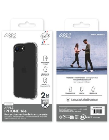 MYWAY FRANCE COQUE RENFORCEE 2M TRANSPARENTE IPHONE 16E
