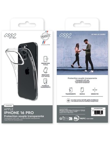MYWAY FRANCE COQUE SOUPLE TRANSPARENTE IPHONE 16 PRO