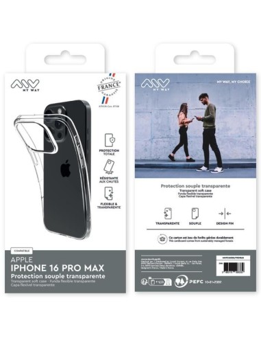 MYWAY FRANCE COQUE SOUPLE TRANSPARENTE IPHONE 16 PRO MAX