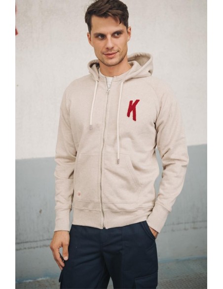 Sweat à Capuche Amande Broderie