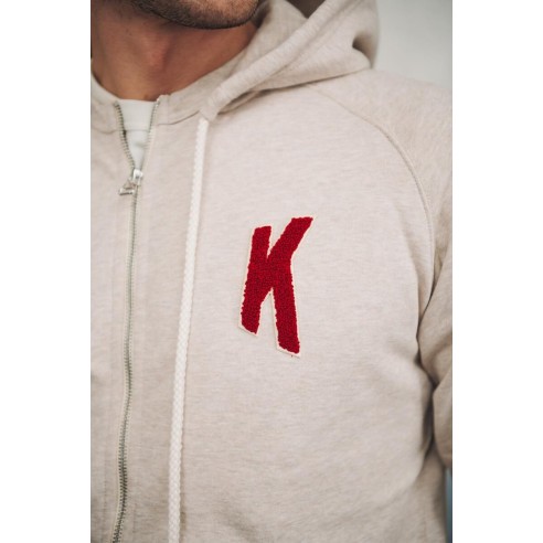 Sweat à Capuche Amande Broderie