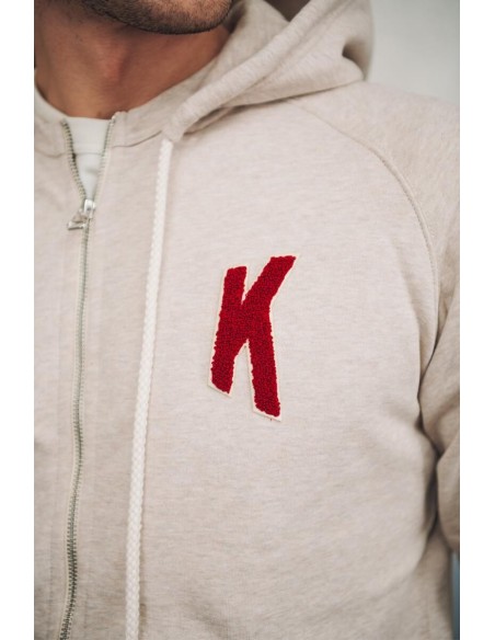 Sweat à Capuche Amande Broderie